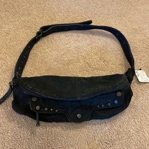 Free People belt bag, black suede